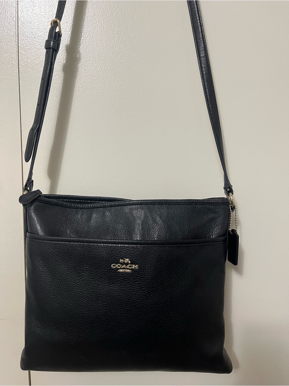 Coach Black Leather Pebbled Crossbody with Gold Hardware